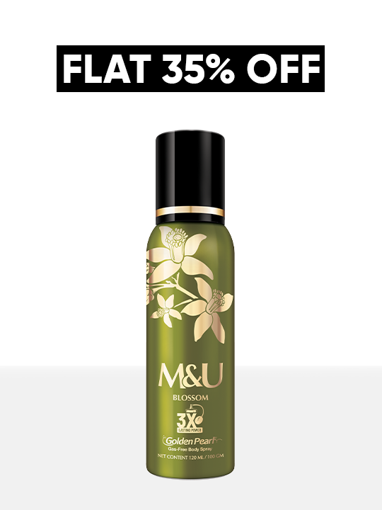 Green deodorant bottle with floral design on a white background, featuring &