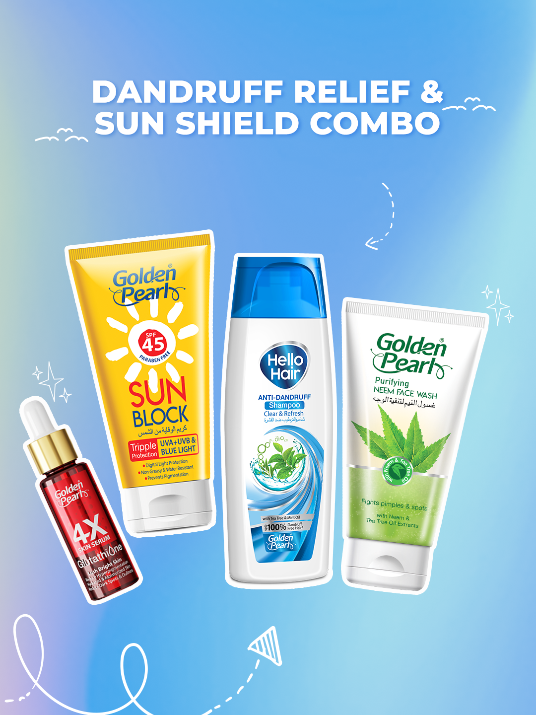 Golden Pearl Pakistan Dandruff Relief & Sun Shield Combo Deal