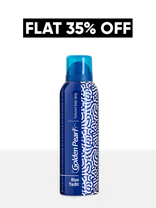 Blue deodorant spray bottle with &