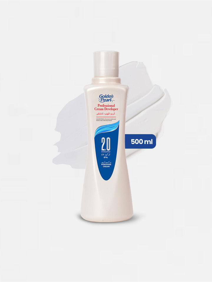 Bottle of Golden Pearl cream with a blue label on a white background