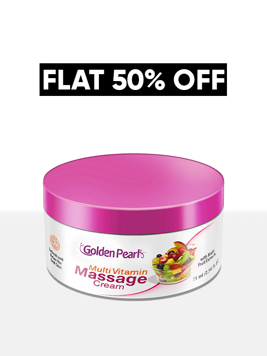 Jar of Golden Pearl Multi Vitamin Massage Cream with pink lid on a white background