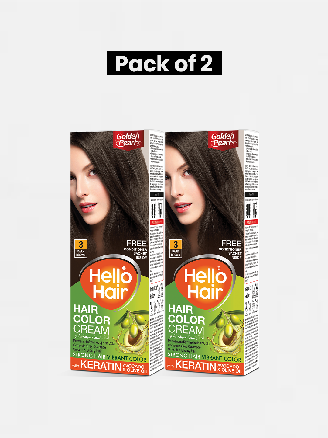 Pack of 2 Hello Hair - Hair Color Dark Brown 3