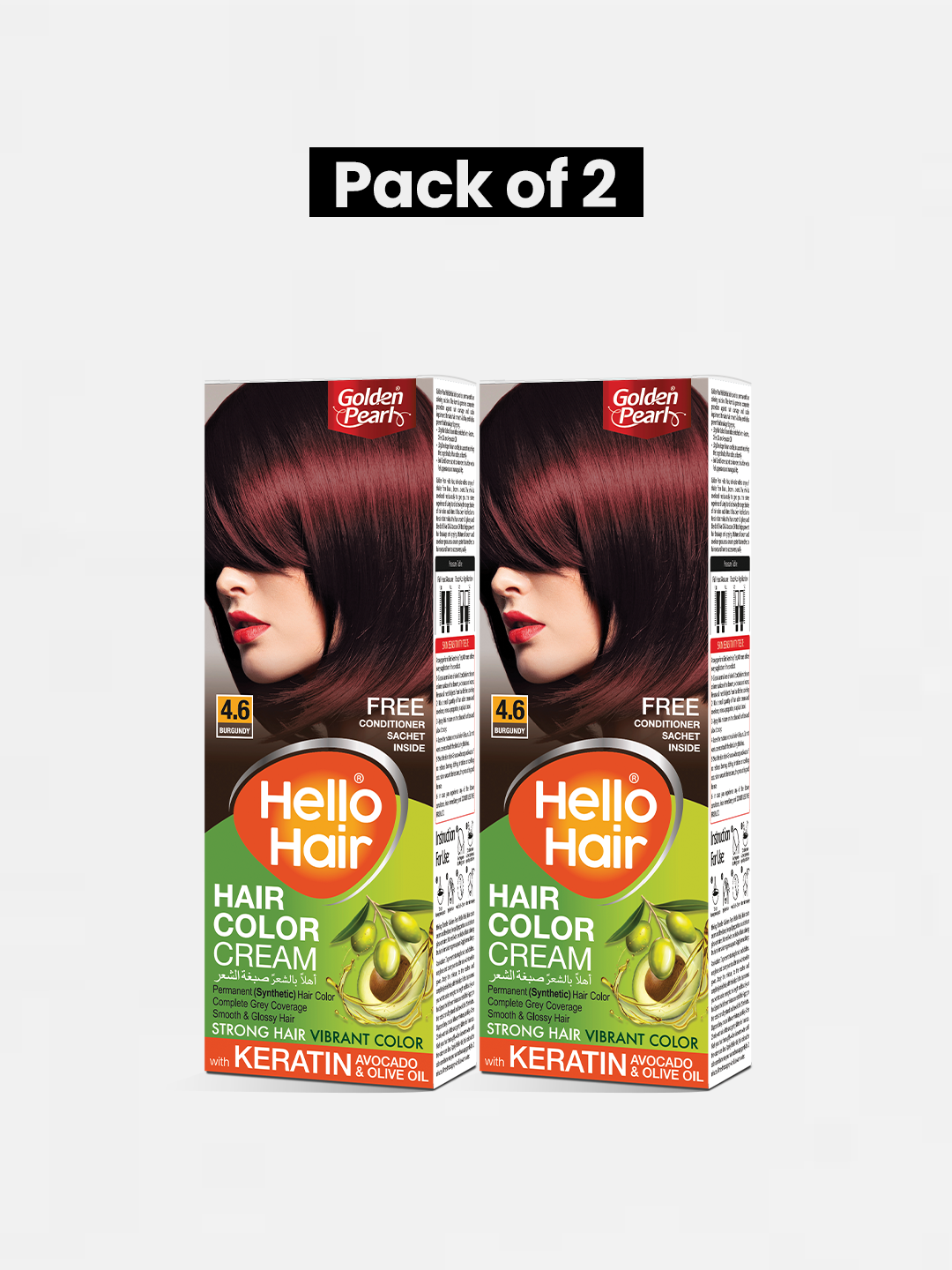 Pack of 2 Hello Hair - Hair Color Burgundy 4.6