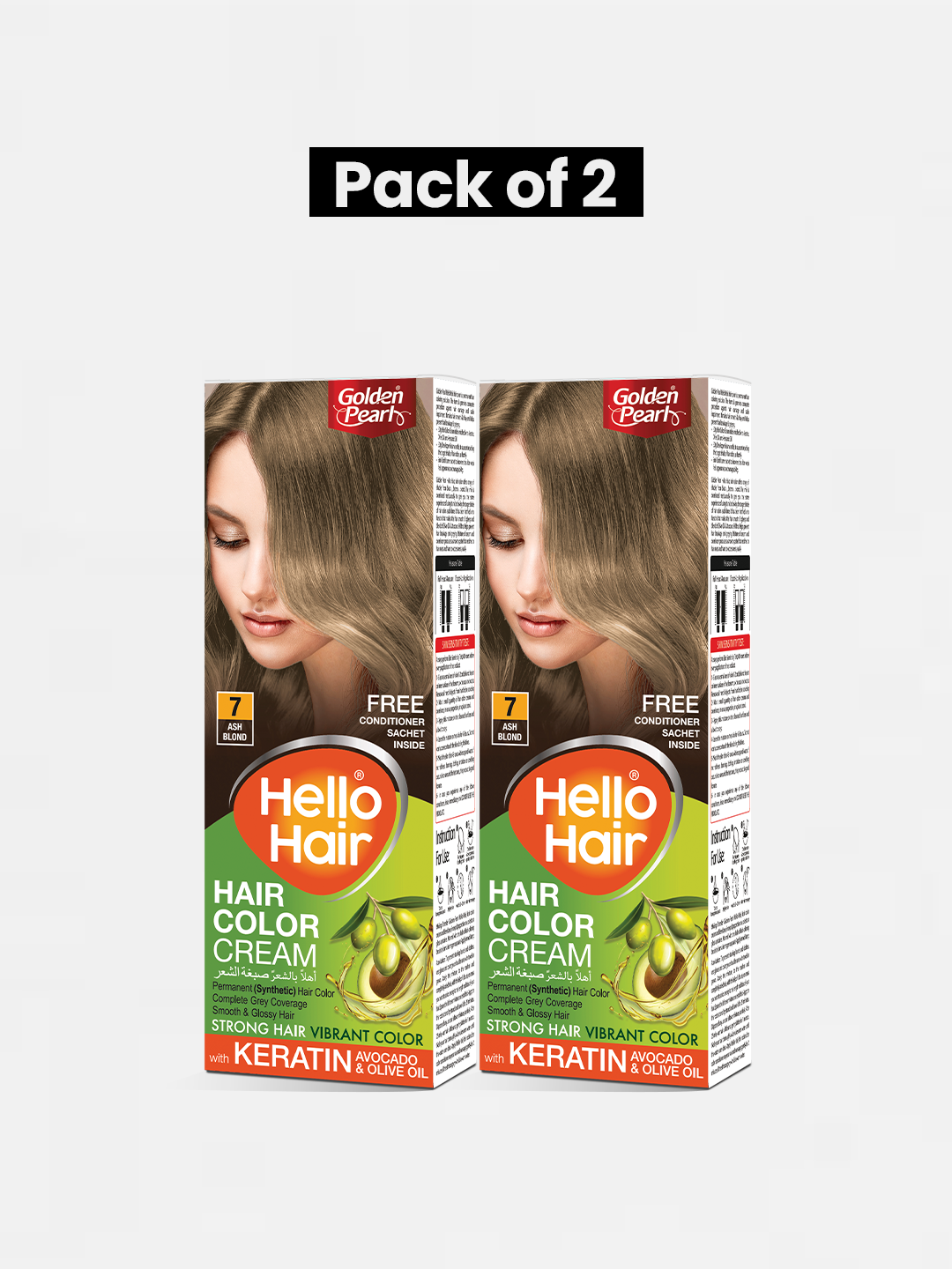 Pack of 2 Hello Hair - Hair Color Ash Blond 7