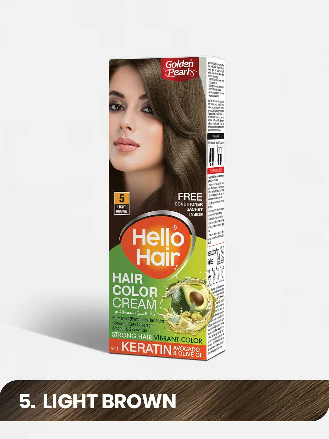 Pack of 2 Hello Hair - Hair Color Light Brown 5
