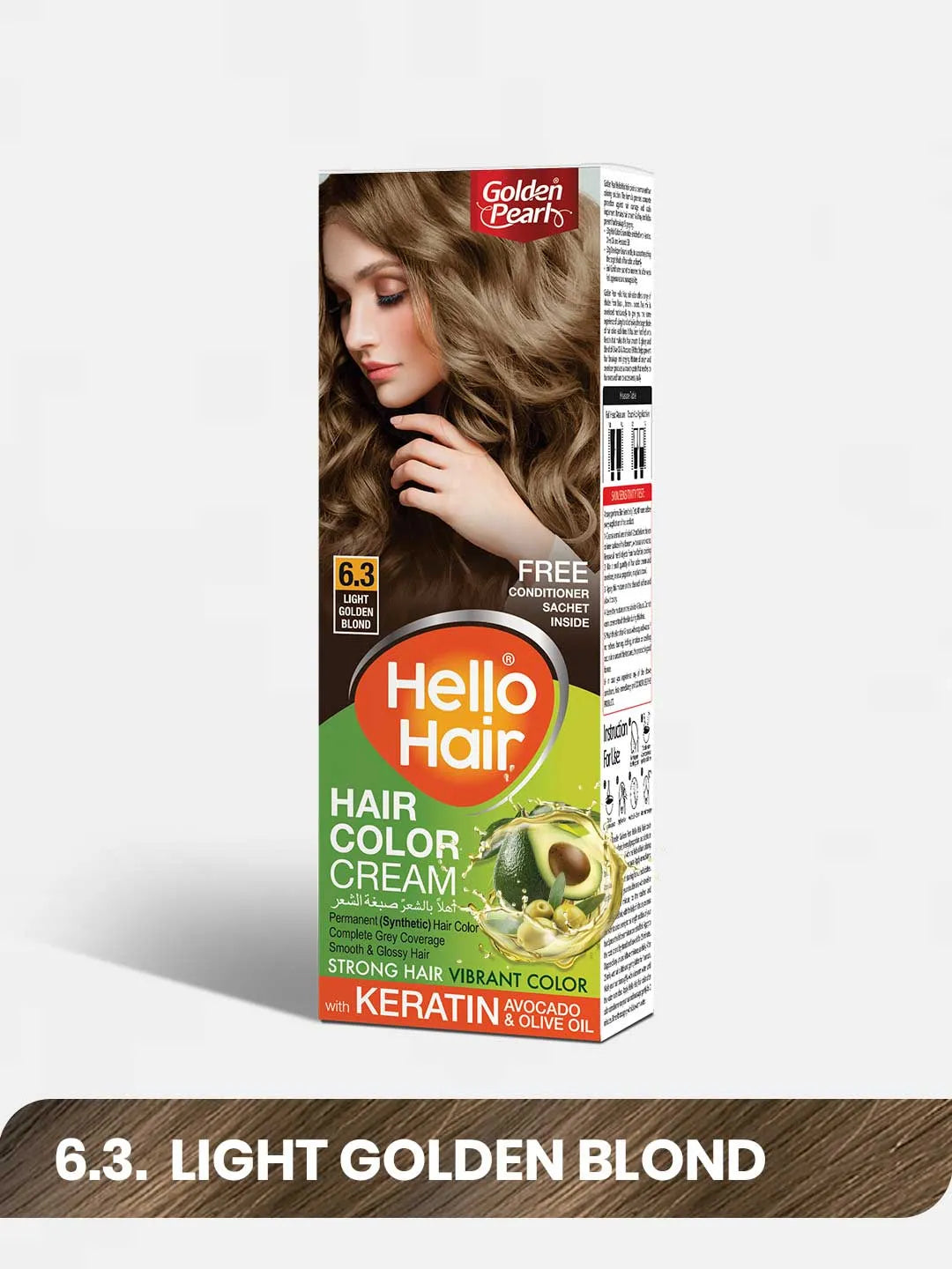 Pack of 2 Hello Hair - Hair Color Light Golden Blond 6.3