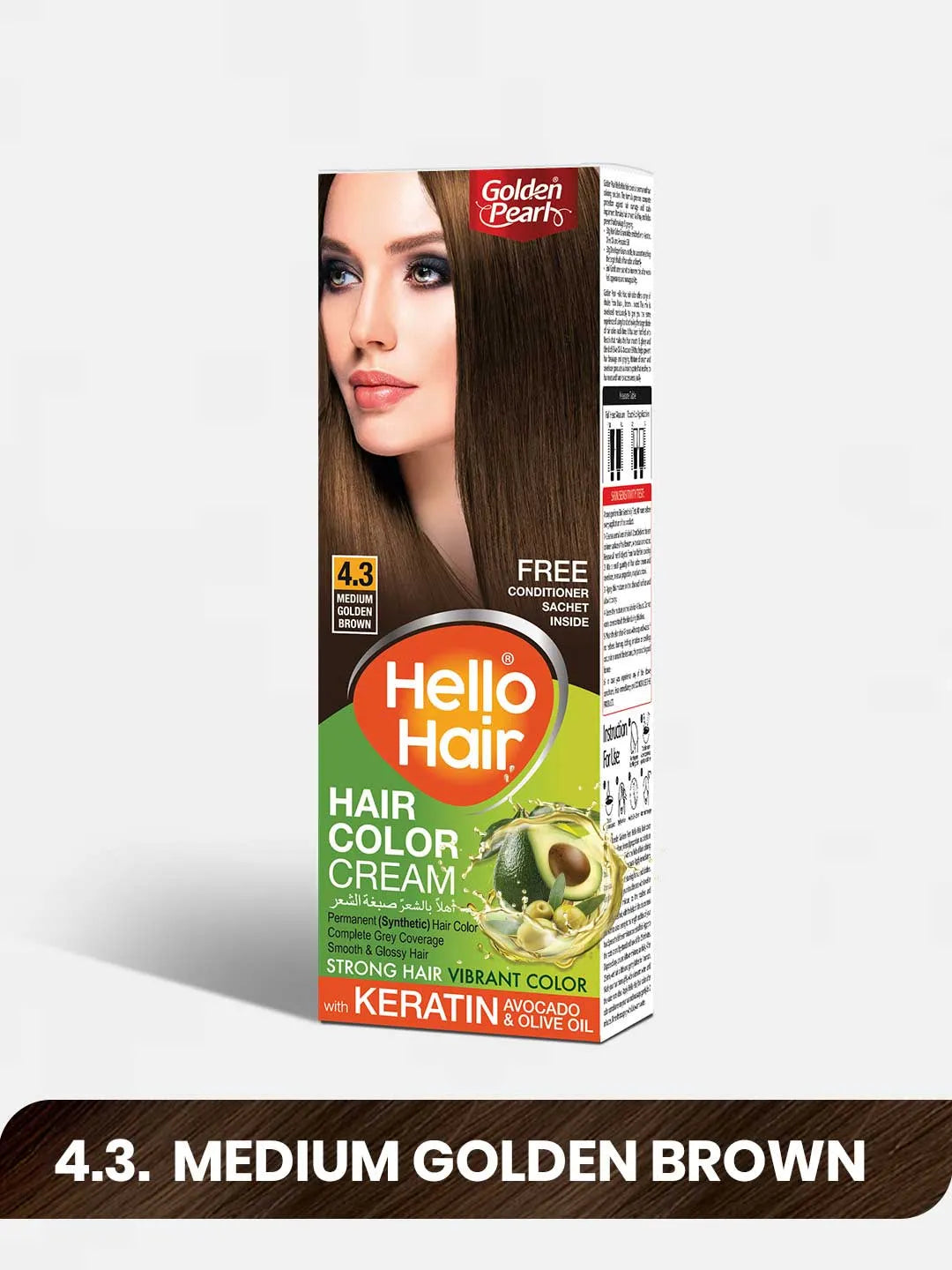 Pack of 2 Hello Hair - Hair Color Medium Golden Brown 4.3