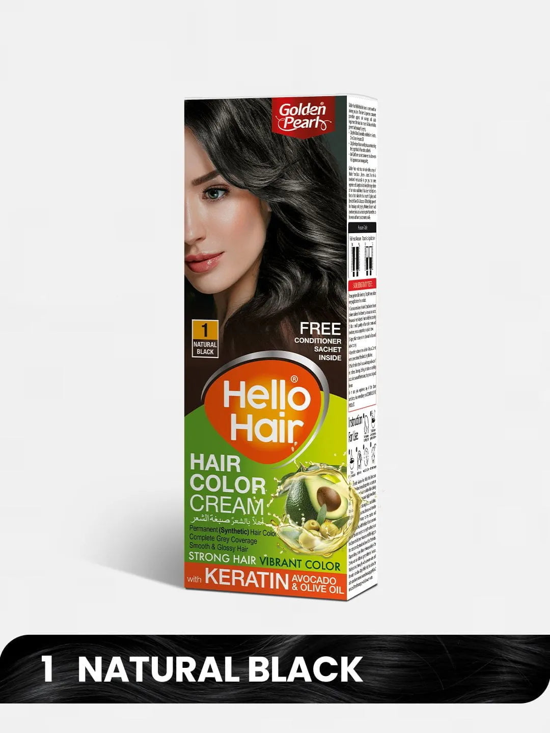 Pack of 2 Hello Hair - Hair Color Natural Black 1
