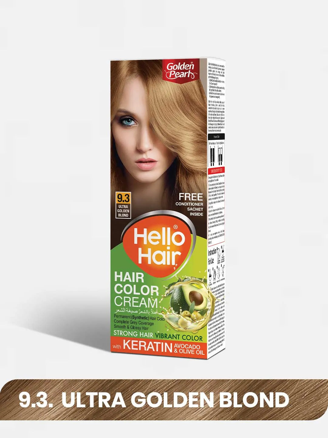 Pack of 2 Hello Hair - Hair Color Ultra Golden Blond 9.3