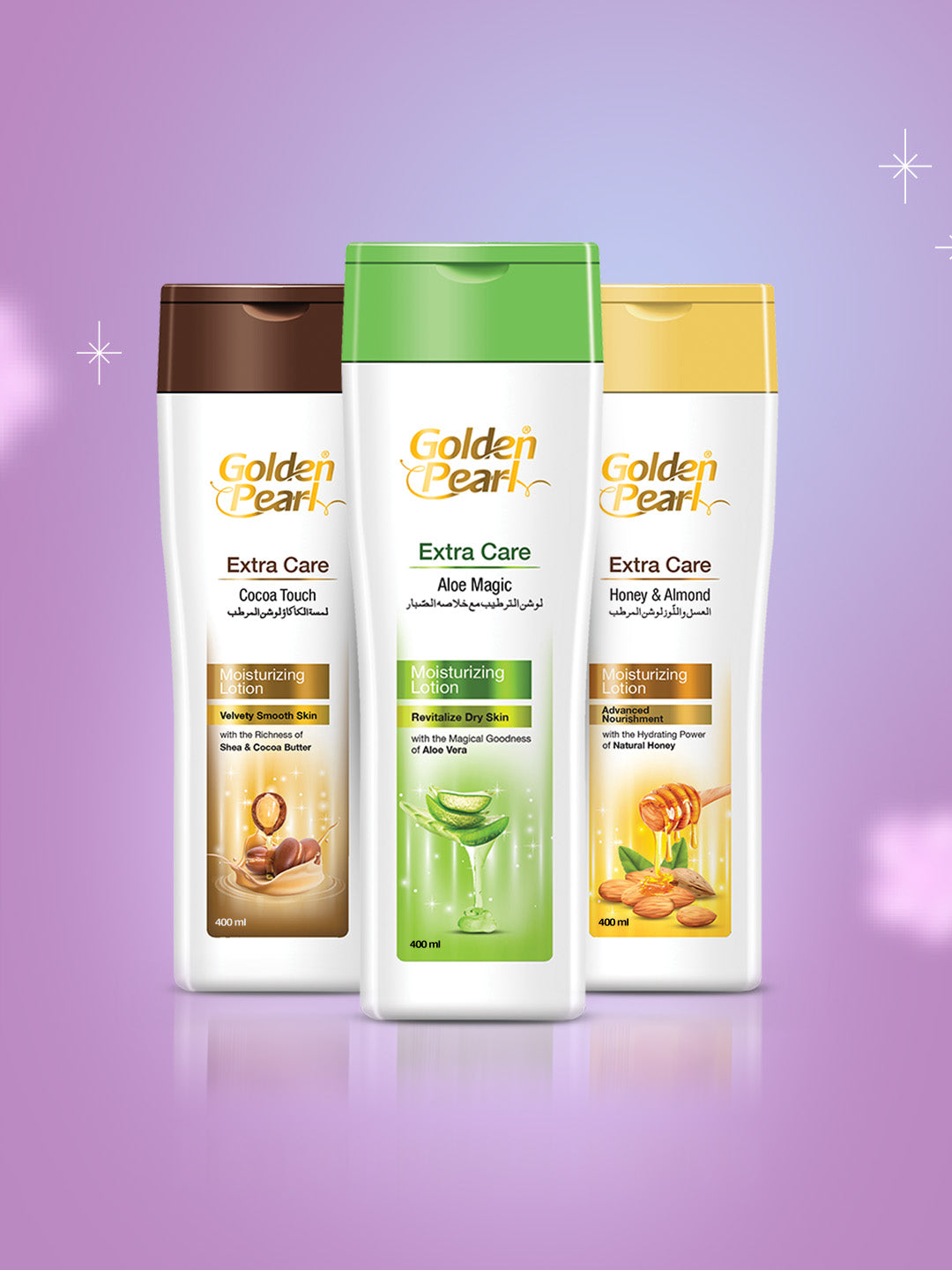 Pack of 3 (Honey & Almond Moisturizing Lotion, Cocoa Touch Moisturizing & Aloe Magic Moisturizing Lotion ) 400ML