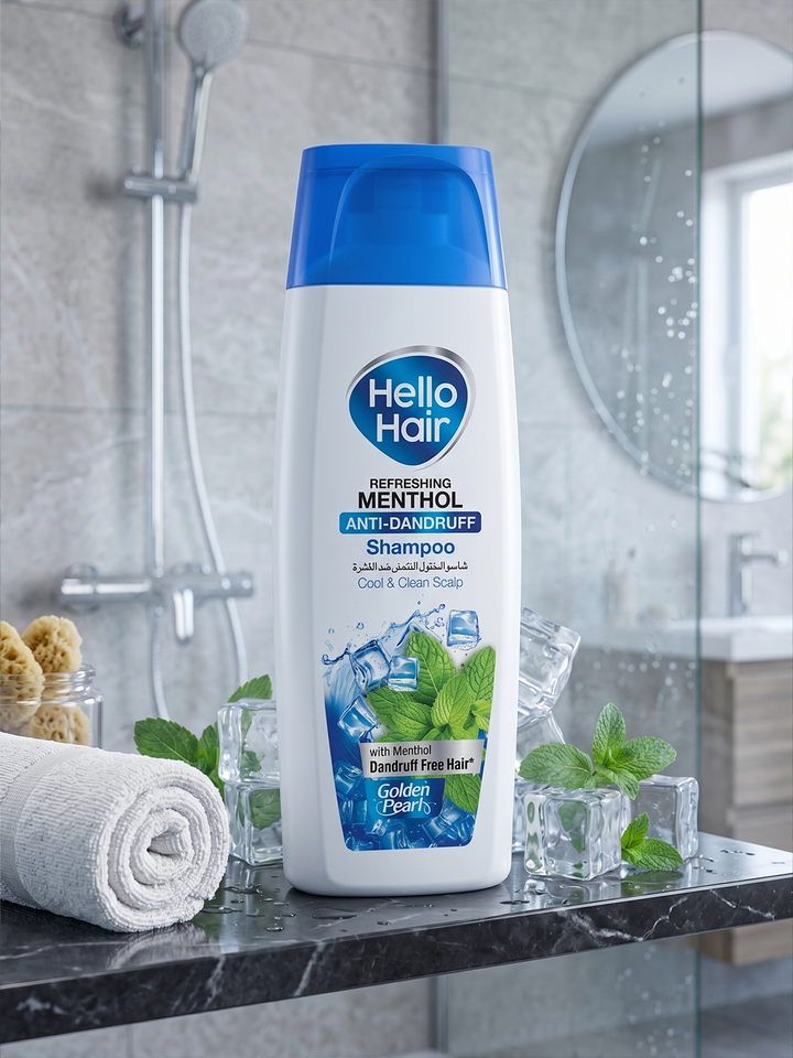 Hello Hair Refreshing Menthol Anti-Dandruff Shampoo – Cooling Dandruff Control for Fresh &amp; Clean Scalp