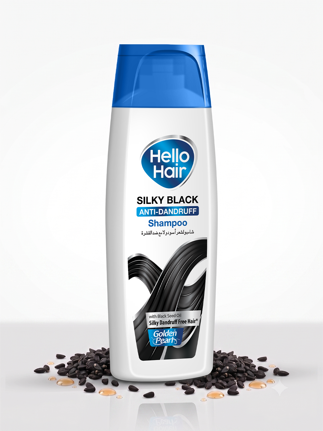 Hello Hair Silky Black Anti-Dandruff Shampoo with Black Seed Oil – For Silky, Shiny &amp; Flake-Free Hair