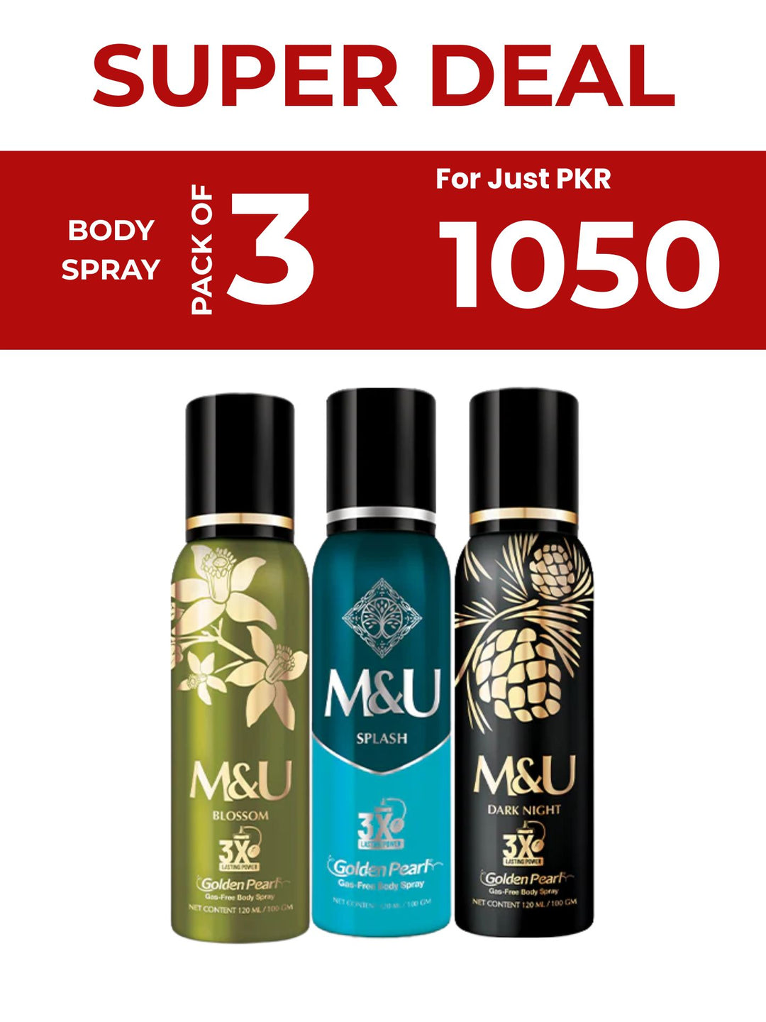 Every Mood Gas-Free Body Spray Bundle – Blossom, Dark Night &amp; Splash