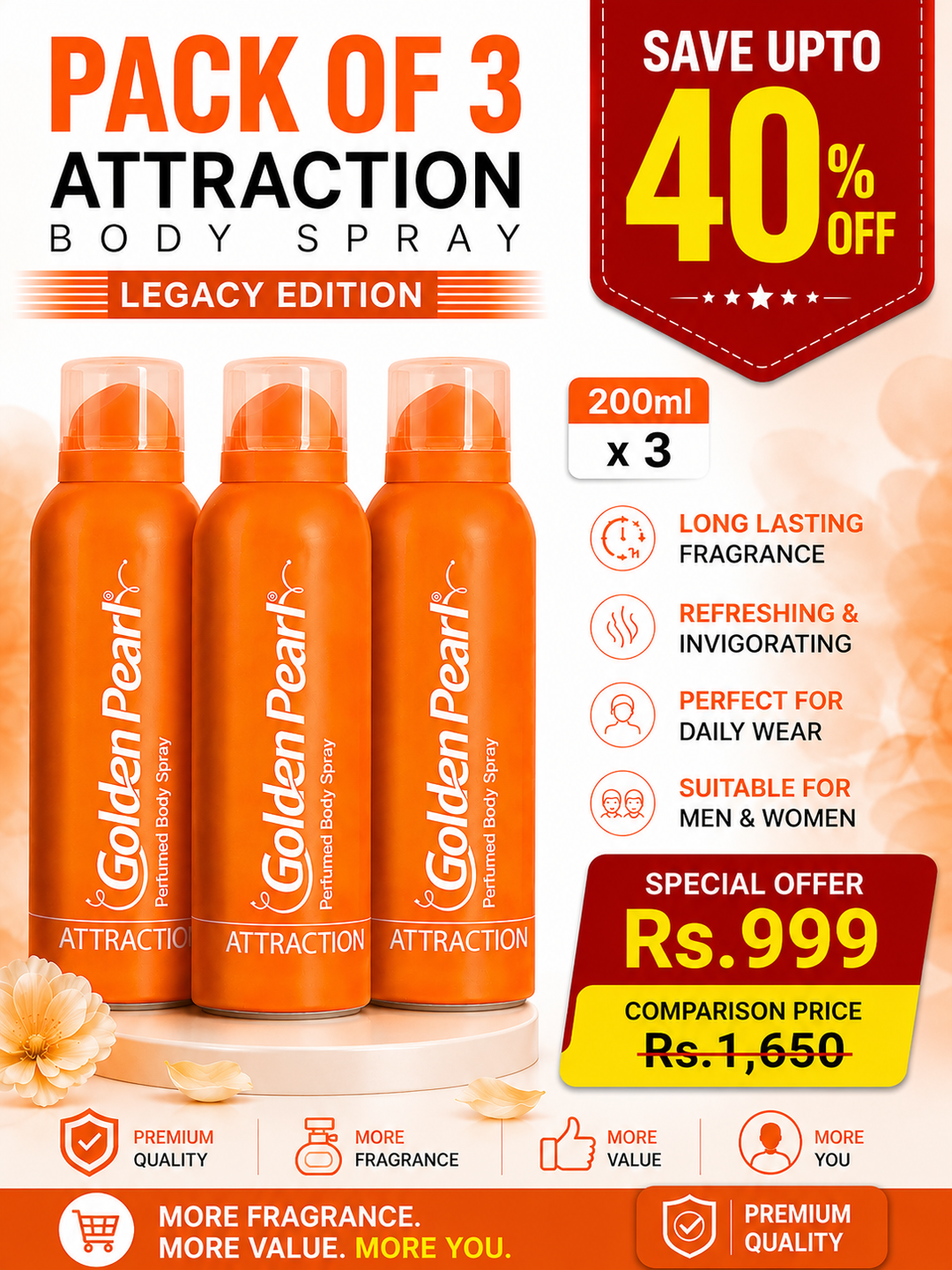 Pack of 3 Attraction Body Spray – Legacy Edition